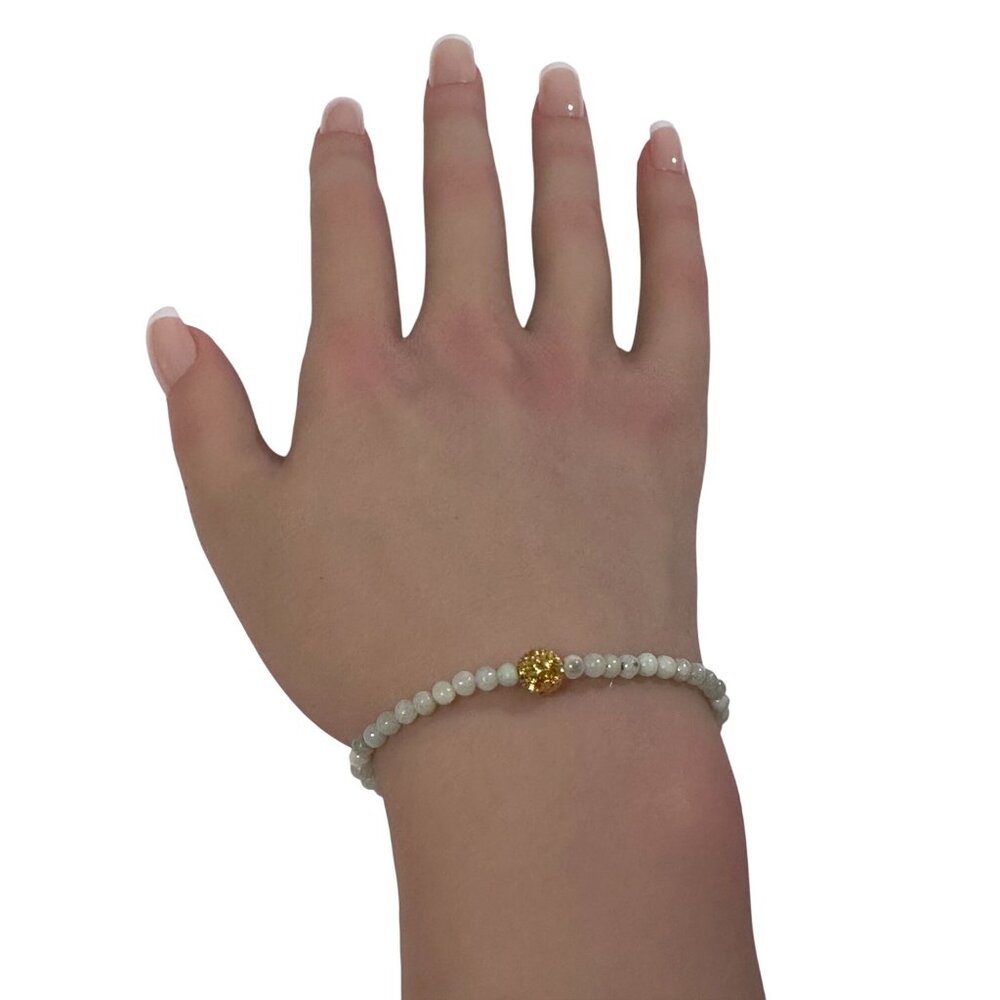 18K Gold Money Coin Ball Lucky Charm Bracelet Mini Gemstone Natural Burmese Jade - Picture 6 of 7